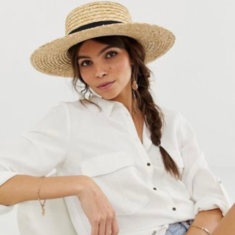 ASOS natural straw easy boater with size adjuster